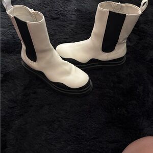 Wild Pair Black and White Combat Boots